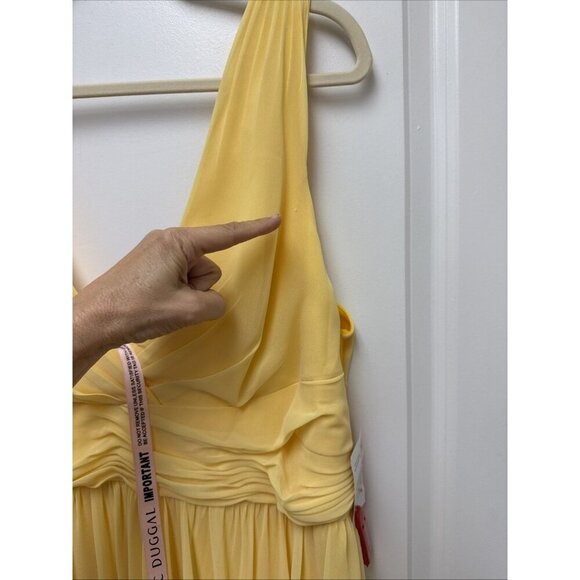 New MAC DUGGAL Size 18 Evening Gown Yellow Chiffon Sleeveless Wrap Formal Dress - Picture 8 of 16